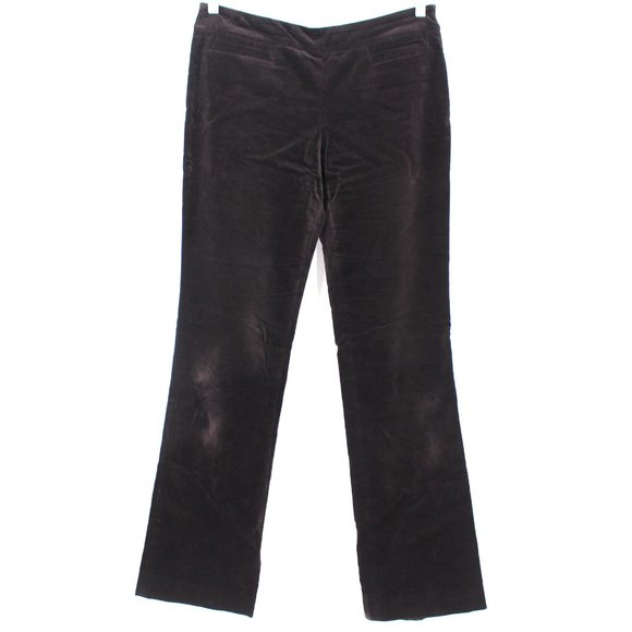 Gucci Brown Velvet Trouser Pants Bootcut Flare Cuffs Embroidered Logo 44 Medium